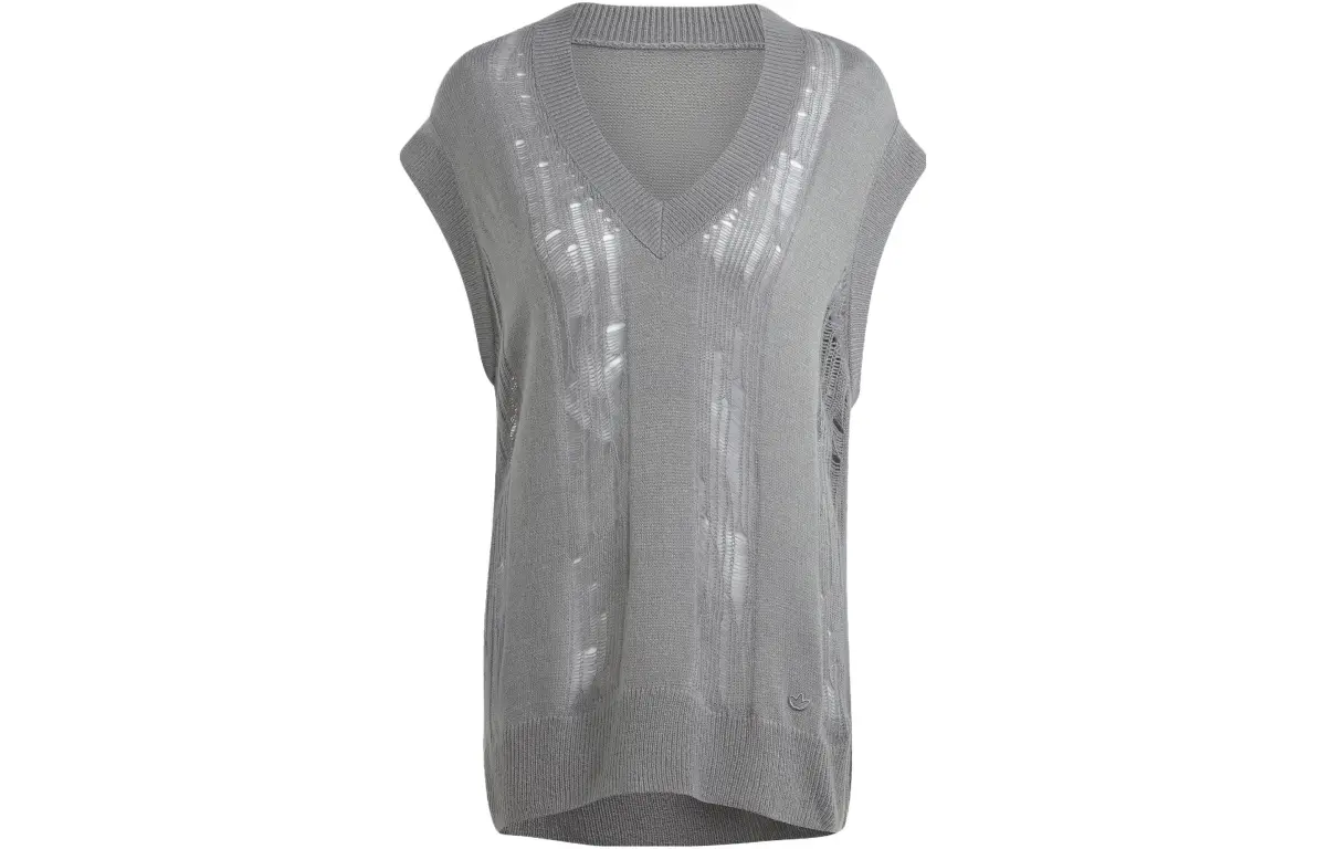 Adidas Originals DISTRESSED KNIT VEST Tank Top Women's Gray