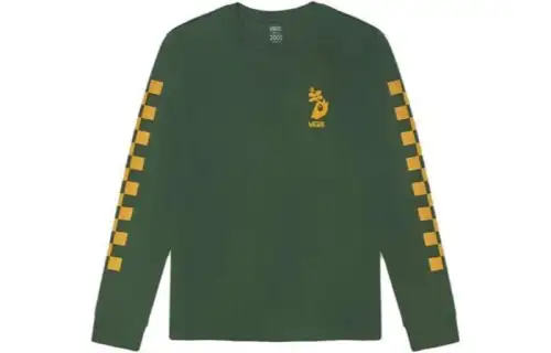 Vans T Shirts Women's Green Crew Neck Moderate Straight Fit