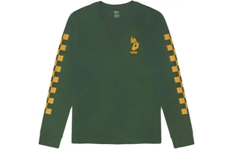 Vans T Shirts Women's Green Crew Neck Moderate Straight Fit