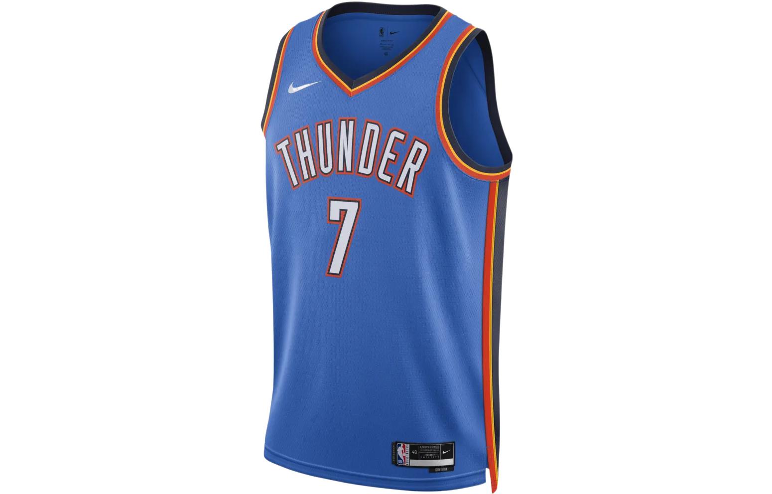 Nike NBA team printed jersey vest SW fan version 22-23 season logo limited Thunder Holmgren No. 7 basketball vest same style for men and women blue
