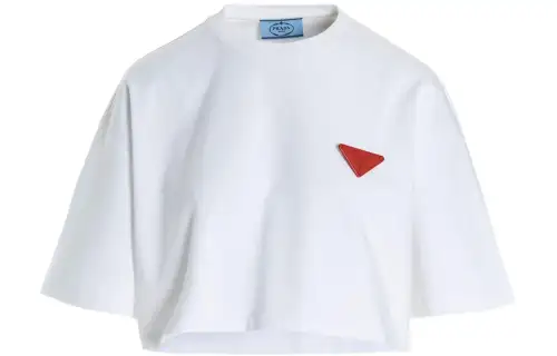 PRADA SS22 Women's Logo Crew Neck T-Shirt White