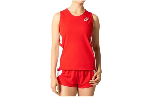 ASICS WS Running Tank Tops Women's Red Crew Neck Moderate Other