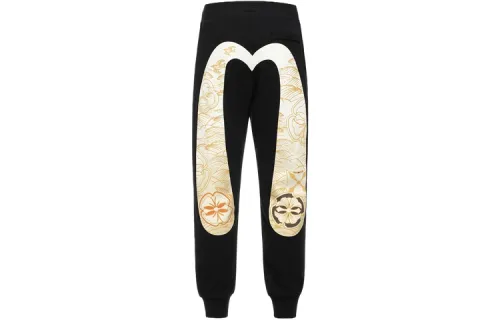EVISU Casual Pants Men's Black Moderate Cuffed Pants
