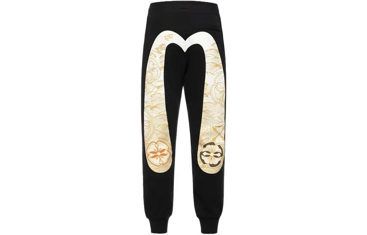 EVISU Casual Pants Men's Black Moderate Cuffed Pants