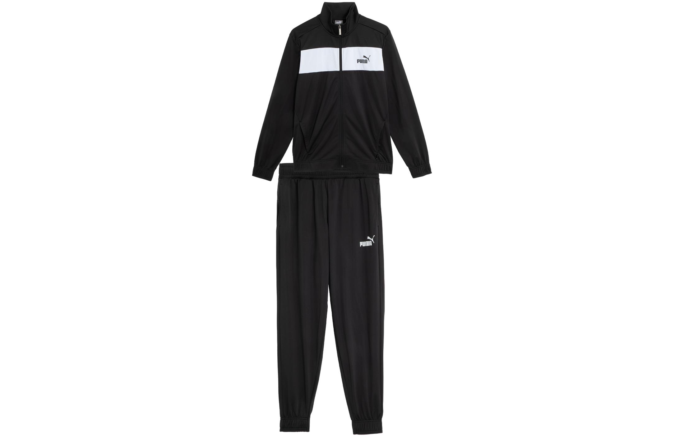 PUMA POLY SUIT CL Classic Color Block Stand Collar Zipper Top Cuffed Pants Fleece Lined Vintage Casual Sportswear Men’s