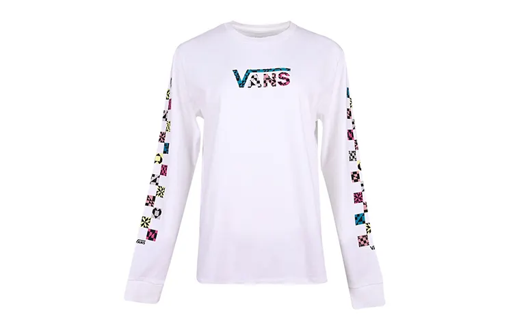 Vans T Shirts Women's White Crew Neck Moderate Straight Fit