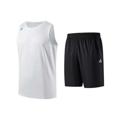 PEAK Running Clothing Sets Men's All White Black