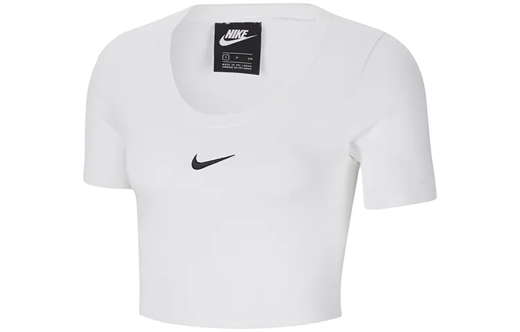 Nike Sportswear Essentials Crop Tops Women's White Crew Neck Moderate