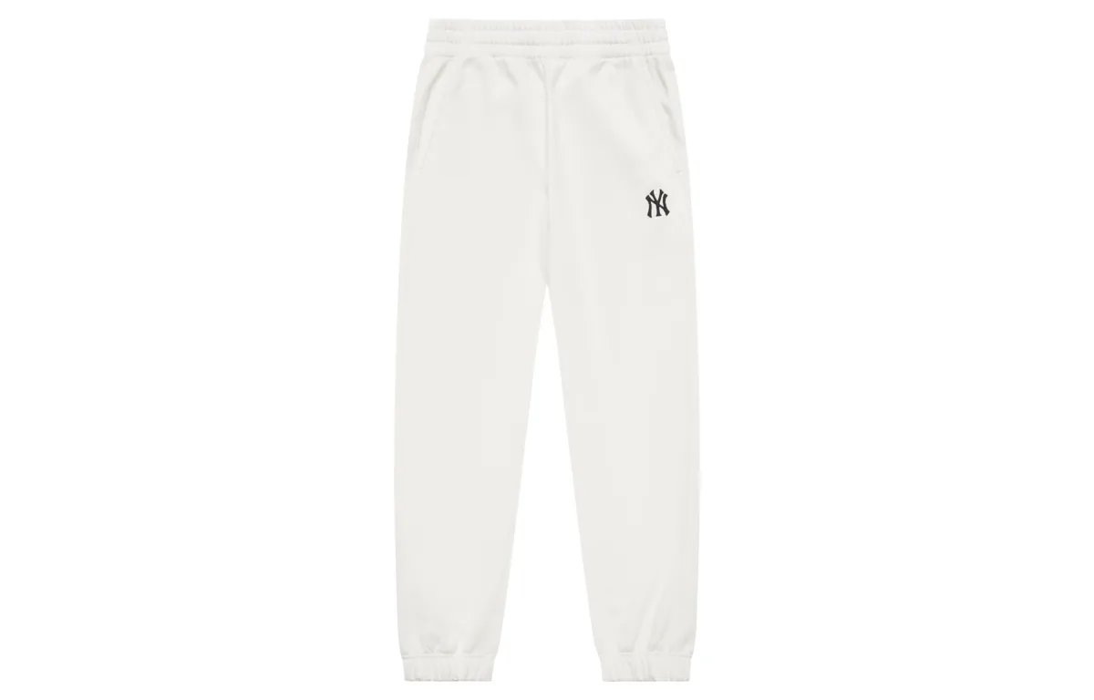 MLB Basic Logo Casual Pants Unisex Cream Moderate Cuffed Pants