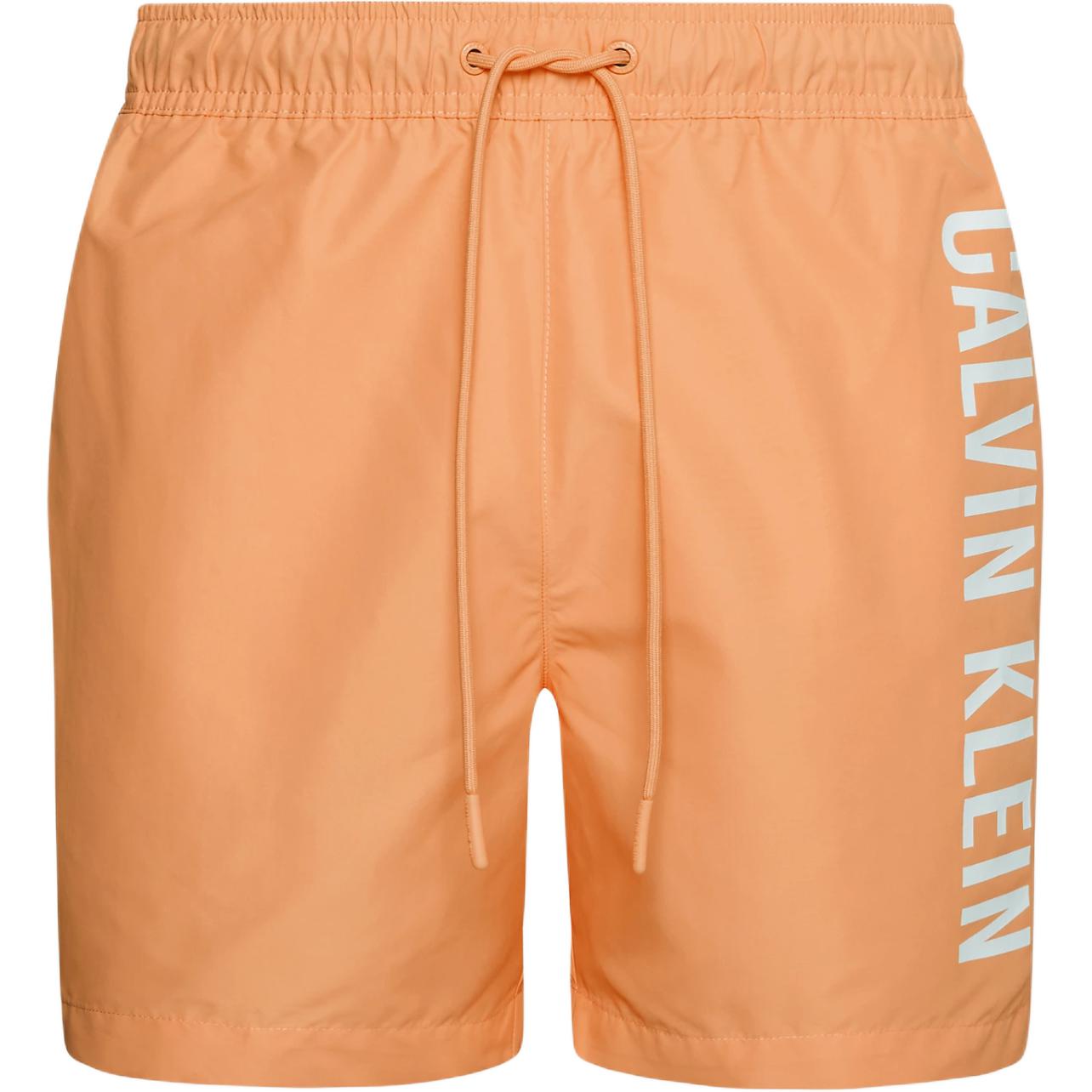 CALVIN KLEIN INTENSE POWER series quick-drying elastic drawstring open pocket swimming trunks European version men's light yellow