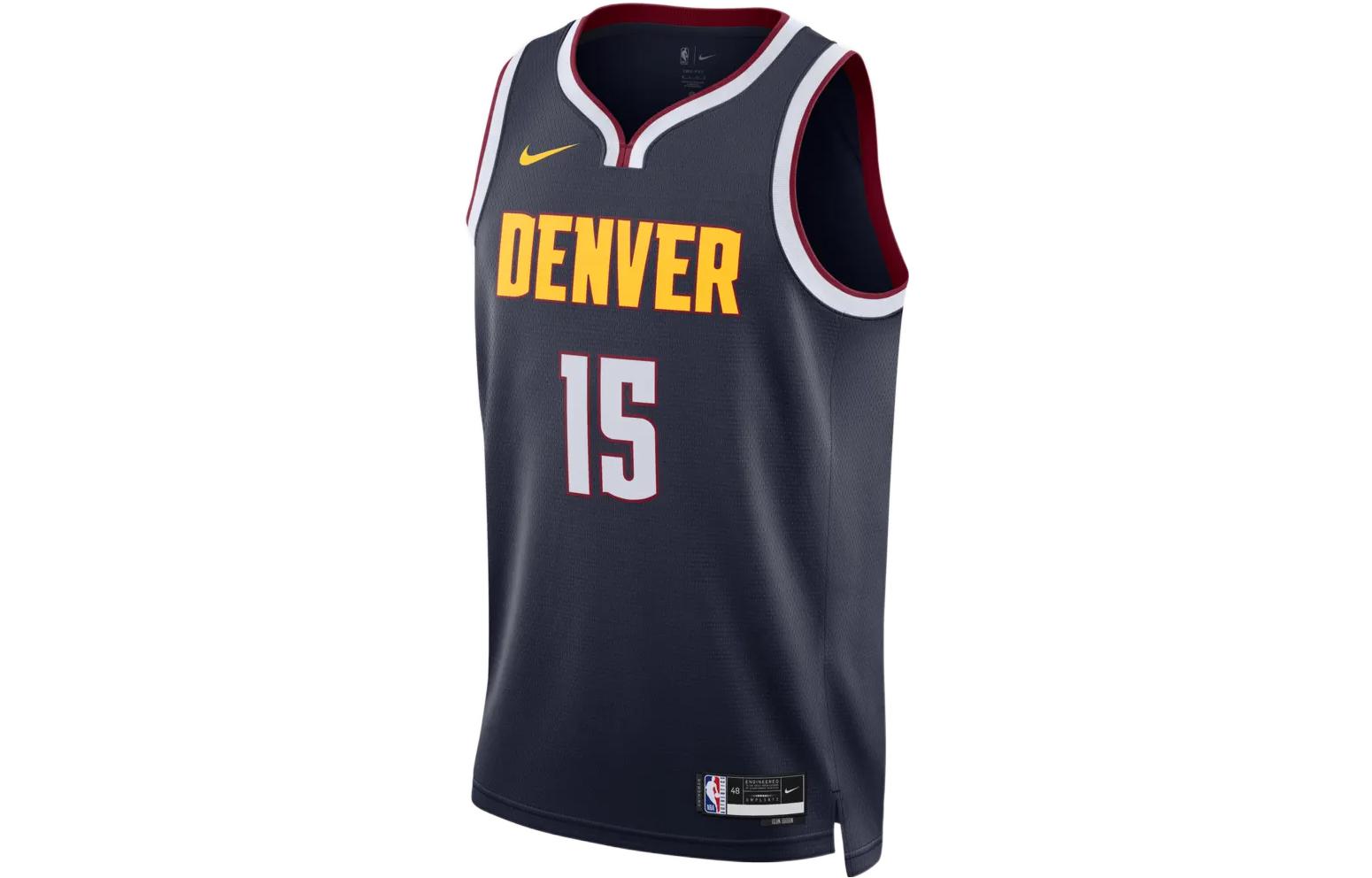 Nike Dri-Fit NBA team logo printed jersey SW fan version 22-23 seasons Team limited Nuggets Jokic No. 15 breathable and quick-drying basketball vest for men and women Dark blue