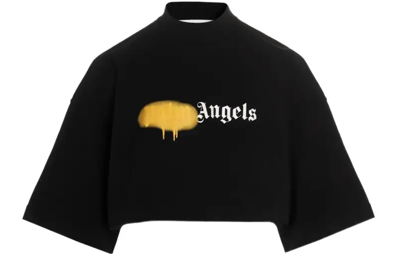 PALM ANGELS Crop Tops Women's Black Crew Neck