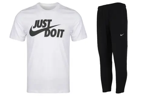 Nike Casual Sportswear Men's White+Black Crew Neck Moderate