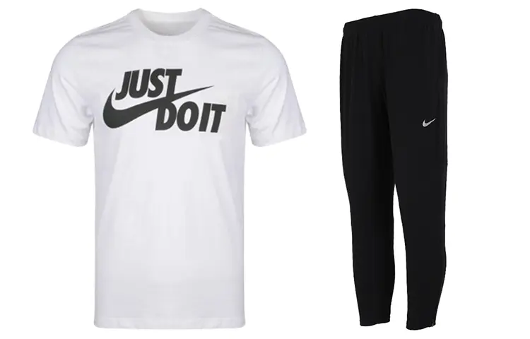 Nike Casual Sportswear Men's White+Black Crew Neck Moderate