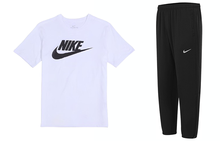 Nike Casual Sportswear Men’s White+Black Crew Neck Moderate
