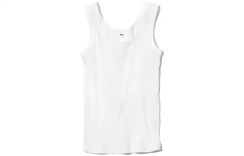UNIQLO Tank Tops Women's White Crew Neck Moderate Straight Fit