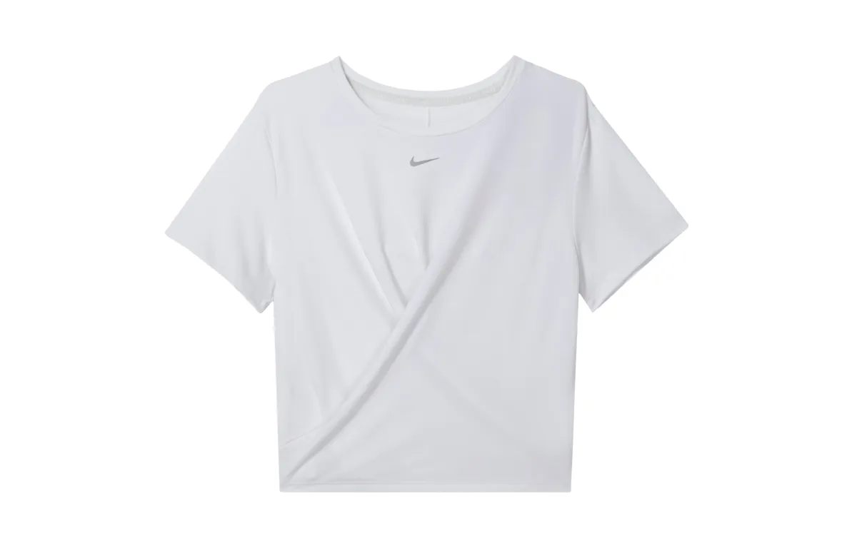 Nike Dri-Fit Crop Tops Women's White Crew Neck Moderate
