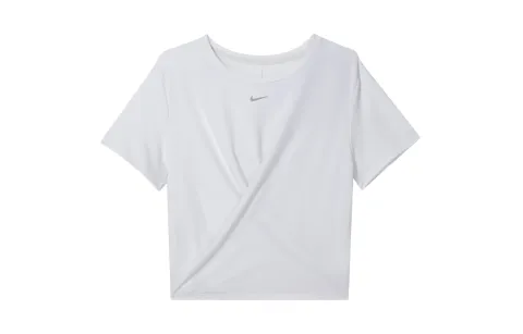 Nike Dri-Fit Crop Tops Women's White Crew Neck Moderate