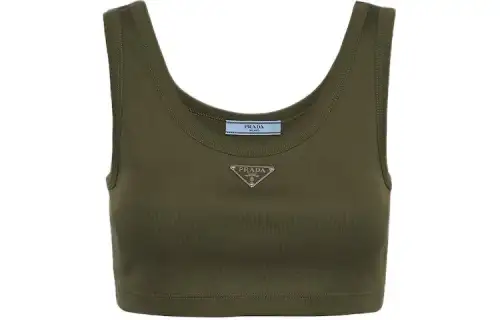 PRADA Logo-plaque Cotton Tank Top