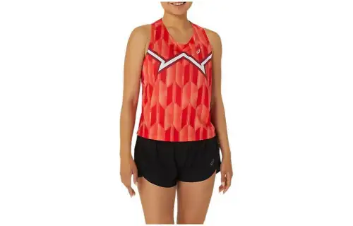 ASICS Tank Tops Women's Red Crew Neck Moderate Racerback