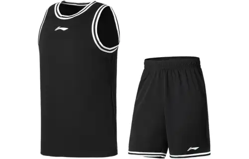 Li Ning, basketball vest sleevless, shorts, trousers, black sports suit, print, mid rise, men's style