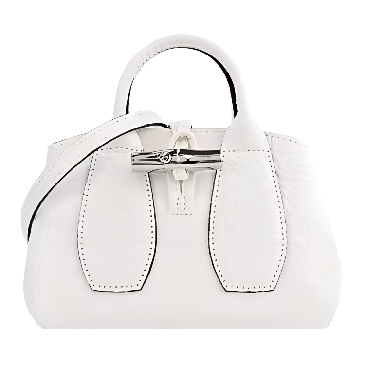 LONGCHAMP Le Roseau Leather Crossbody Handbag Mini Women's White