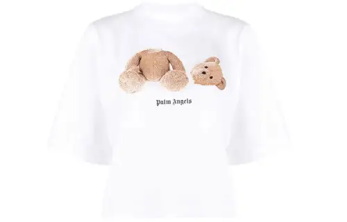 PALM ANGELS Crop Tops Women's White Crew Neck Moderate