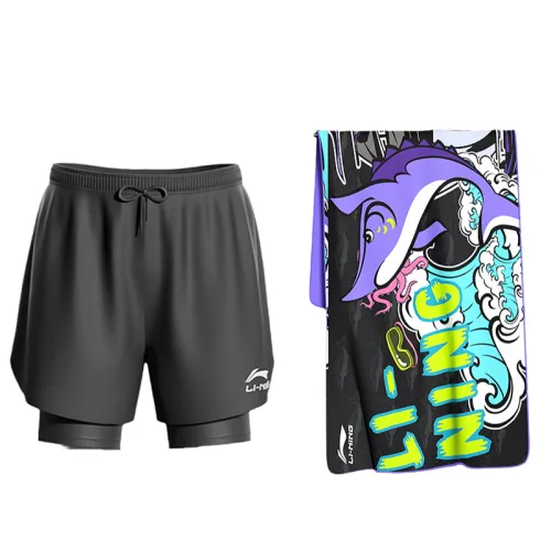 Li Ning Swimsuit Sets Men's Swim Shorts+Beach Towel Moderate