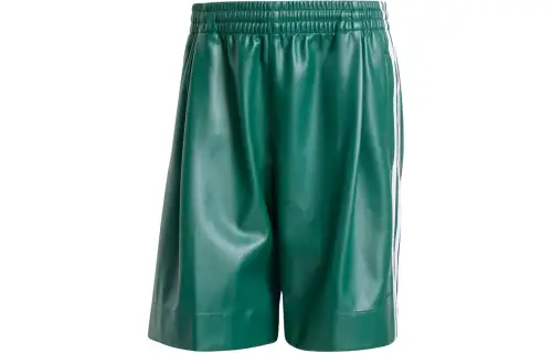 Adidas Originals Faux Leather Adicolor 3 Stripes Shorts Casual Shorts Men's Dark Green