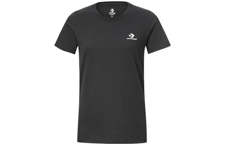 Converse T-Shirts Women's Black Crew Neck Moderate Straight Fit