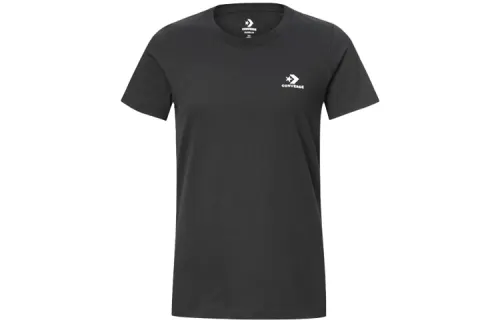 Converse T Shirts Women's Black Crew Neck Moderate Straight Fit