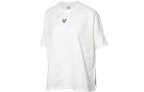 Li Ning X Disney T Shirts Women's White Crew Neck Moderate Straight Fit