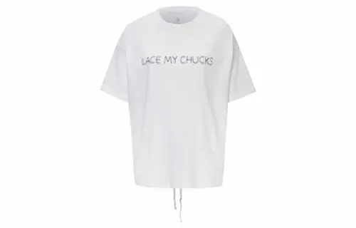 Converse T Shirts Women's White Crew Neck Moderate Straight Fit