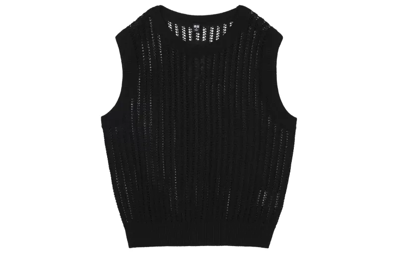 UNIQLO Tank Tops Women's Black Crew Neck Moderate Other