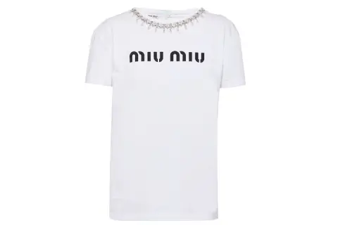 MIU MIU T Shirts Women's White Crew Neck Moderate Straight Fit