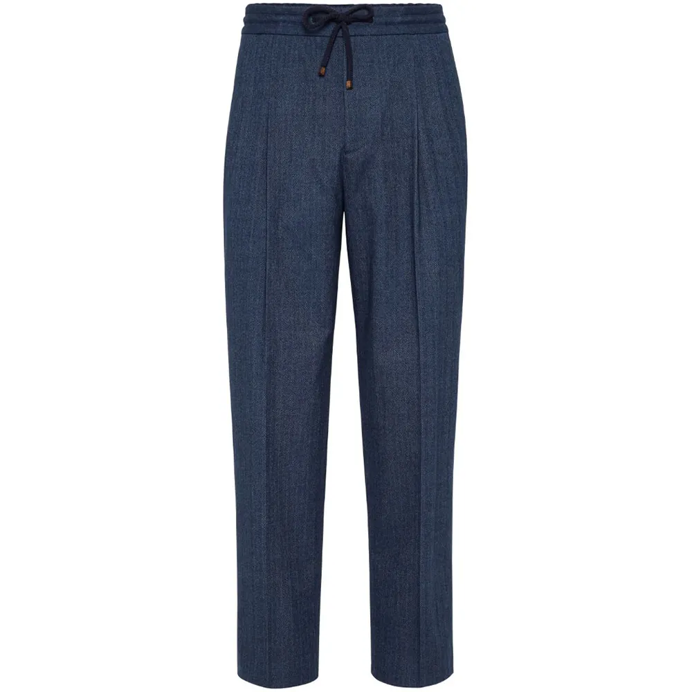 Brunello Cucinelli Drawstring Pleated Tapered Leg Trousers