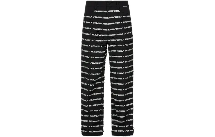 EVISU Casual Pants Men's Black All Over Print Moderate Straight Fit Pants