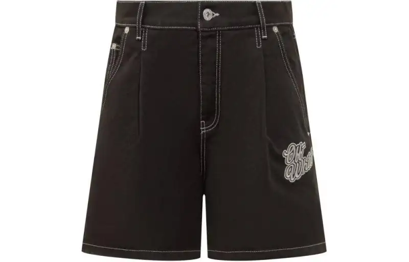 OFF WHITE Embroidered logo Denim Shorts