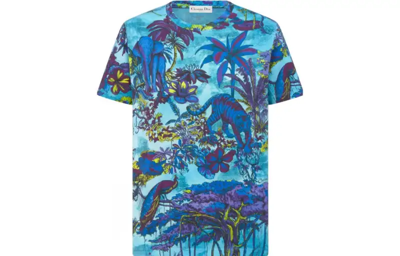 DIOR T Shirts Women's Blue Crew Neck Moderate Straight Fit