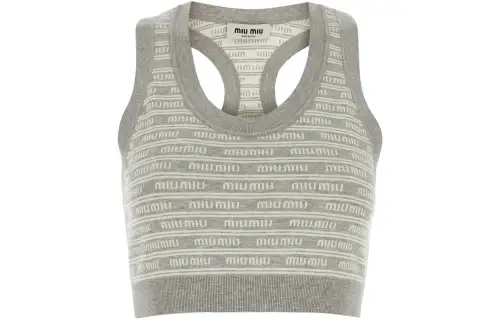 MIU MIU Tank Tops Women's Gray Crew Neck Moderate Other