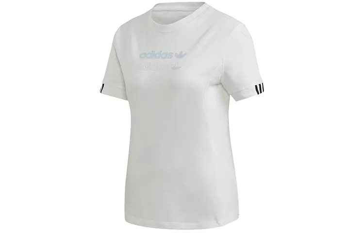 Adidas Originals T-Shirts Women's White Crew Neck Moderate Straight Fit