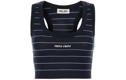 MIU MIU Tank Tops Women's Blue Crew Neck Moderate Other