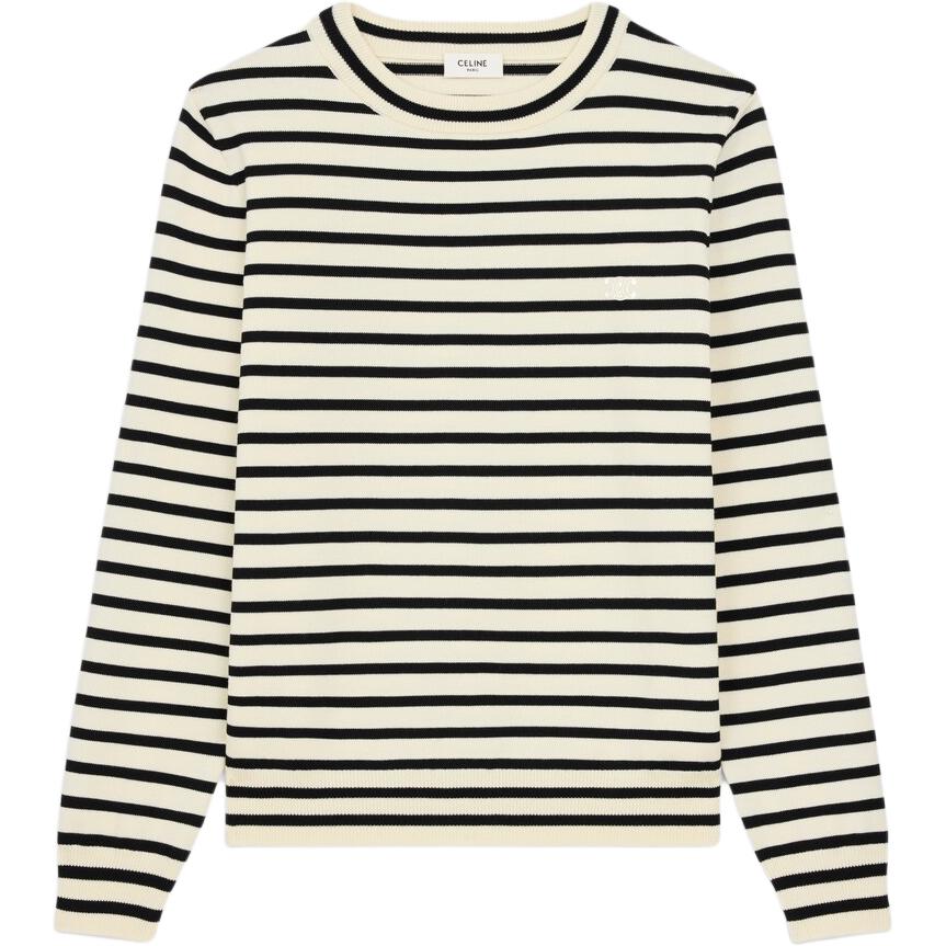 CELINE Triomphe Striped Crewneck Sweater