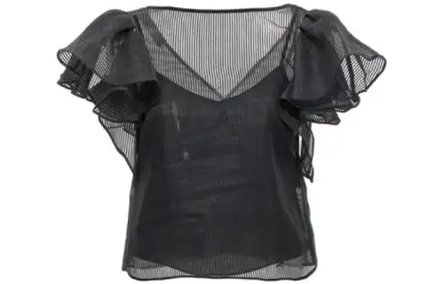【Best of: PromotionsPrevious Season】semi-sheer ruffled-trim blouse