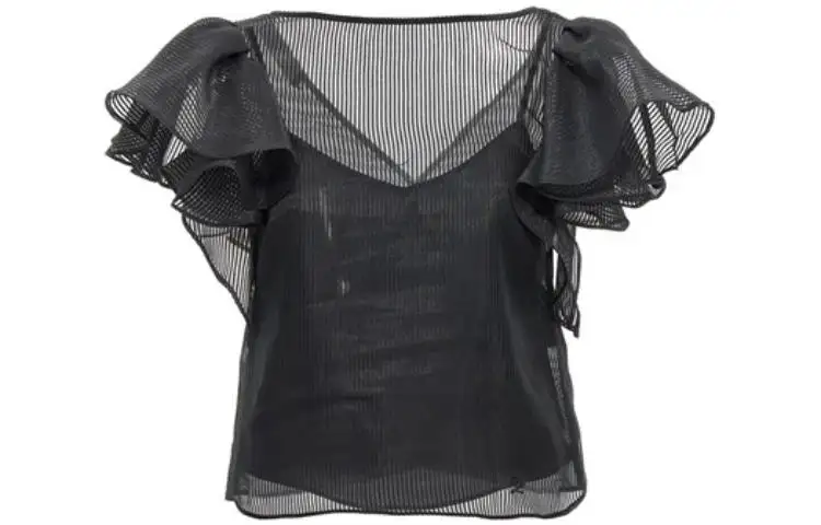 【Best of: PromotionsPrevious Season】semi-sheer ruffled-trim blouse