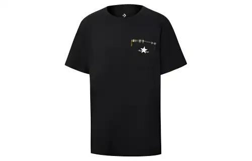 Converse T Shirts Women's Black Crew Neck Moderate Straight Fit