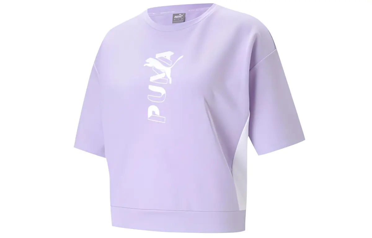 PUMA T-Shirts Women's Light Lavender Crew Neck Moderate