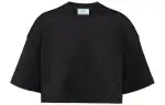 PRADA Crop Tops Women's Black Crew Neck Moderate