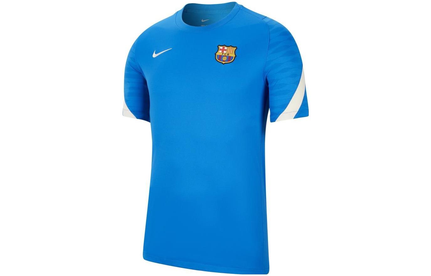 Nike FC Barcelona Strike Barcelona Football Sports Round Neck Casual Logo Pattern Short Sleeve Football Jersey Men's Blue