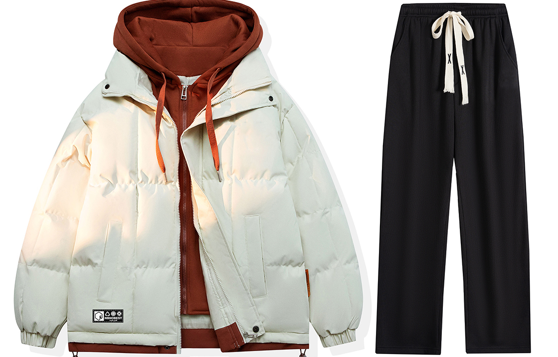 NBNO Casual Sportswear Unisex Hooded Thickened And Fleece Lined